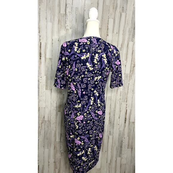 LulaRoe Julia Dress Women's Medium Purple Floral Pencil Knee Length Casual - Picture 3 of 6